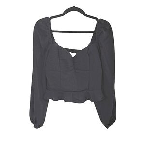 BAND OF GYPSIES  Black Cropped Long Sleeve Top Size Large